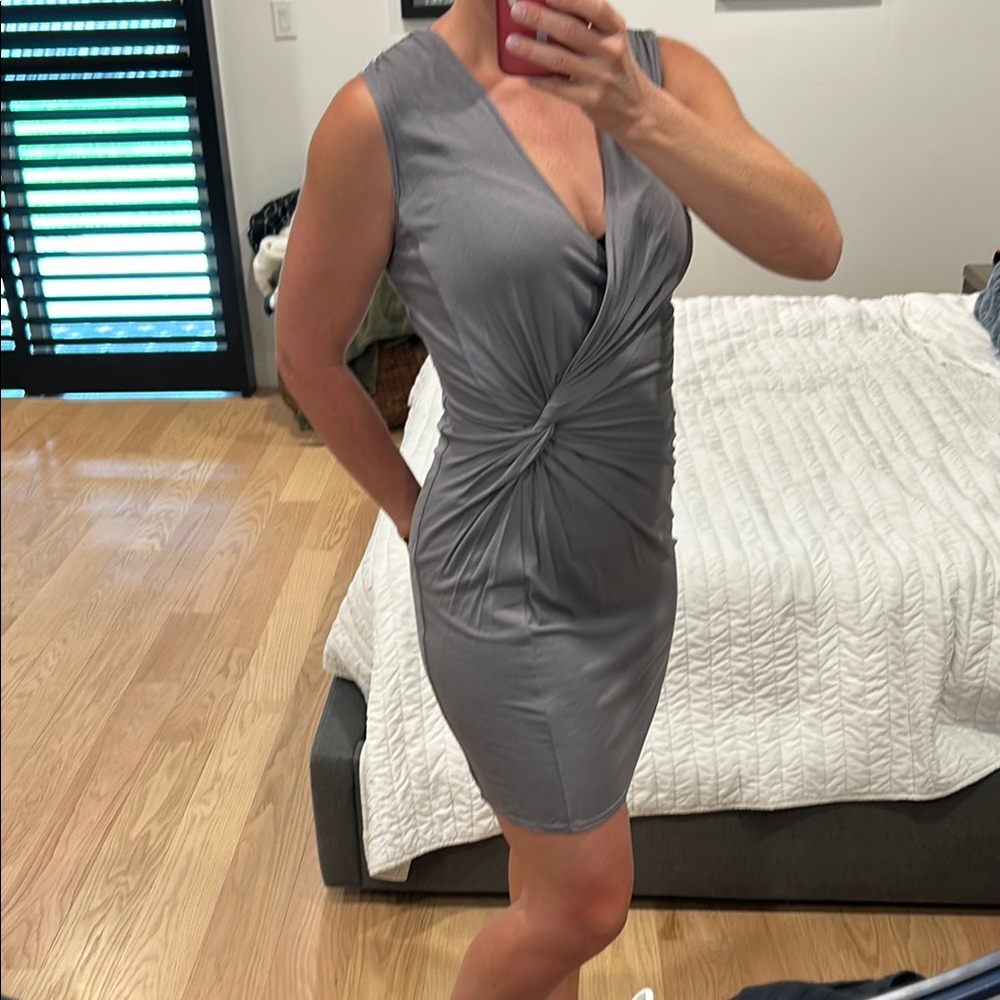 Max Studio Gray Ruched Sheath Mini Dress